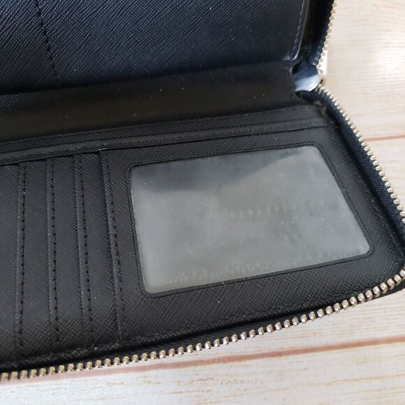 Michael Kors Color Block Signature Logo Zip Around Long Wallet Wristlet Black - Picture 13 of 16